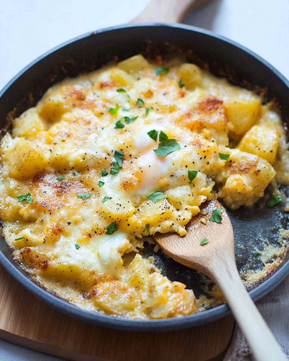 Cheesy Potato Egg Scramble