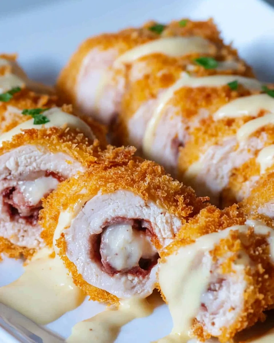 Chicken Cordon Bleu with Cheese Sauce