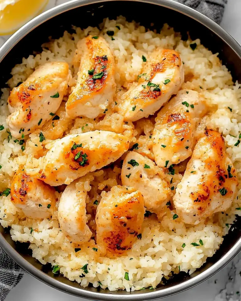 Chicken Scampi with Garlic Parmesan Rice