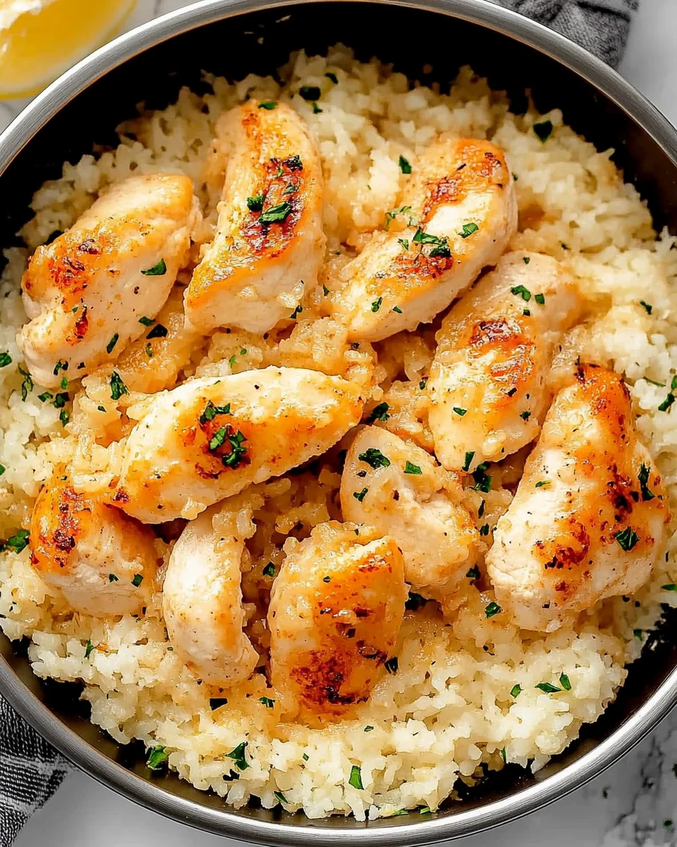 Chicken Scampi with Garlic Parmesan Rice