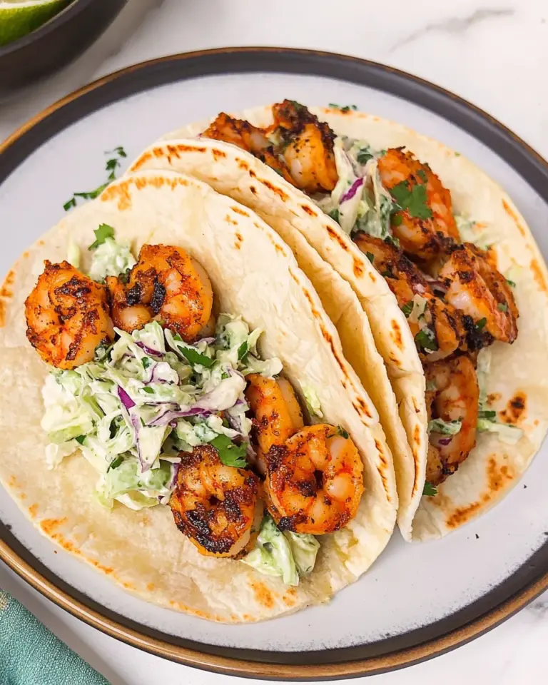 Cilantro Lime Shrimp Tacos with Creamy Slaw