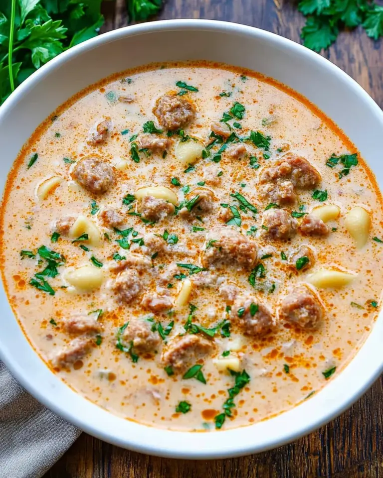 Creamy Parmesan Italian Sausage Ditalini Soup