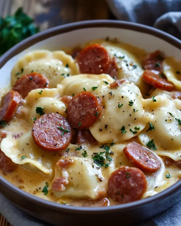 Crockpot Pierogi Casserole with Kielbasa