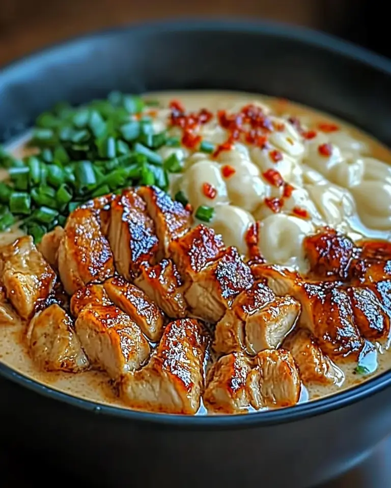 Fiery Chicken Ramen with Creamy Garlic Sauce