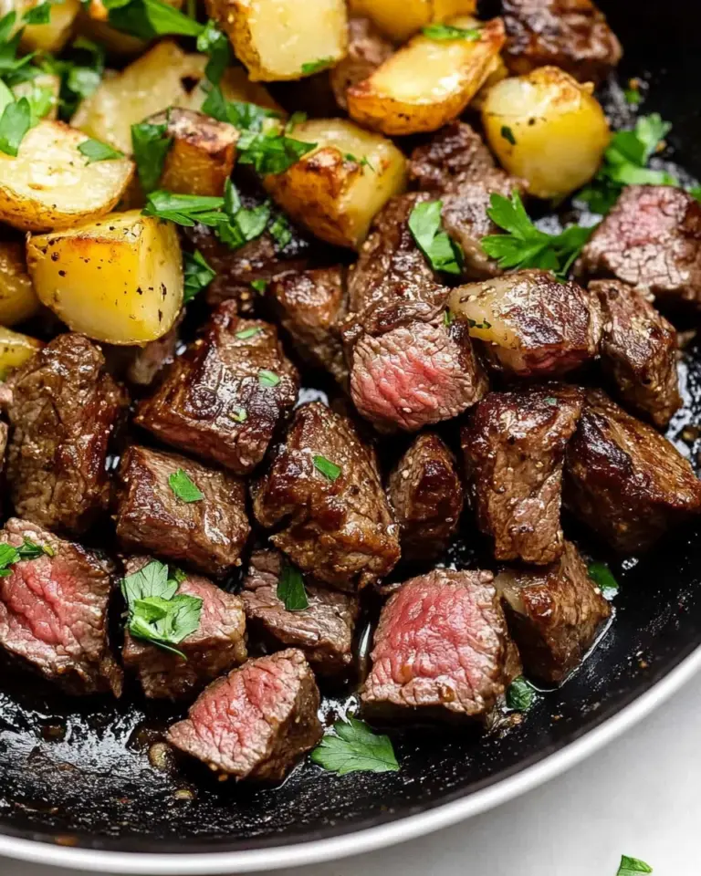 Garlic Butter Steak Bites and Potatoes