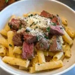 Garlic Parmesan Steak Pasta