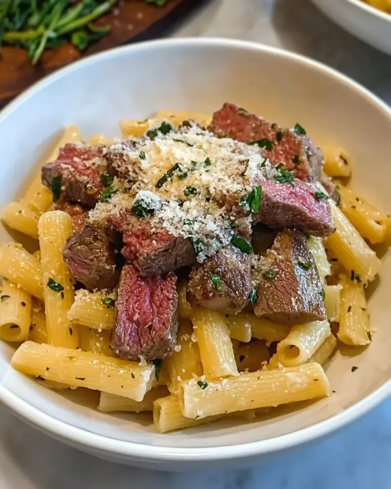 Garlic Parmesan Steak Pasta