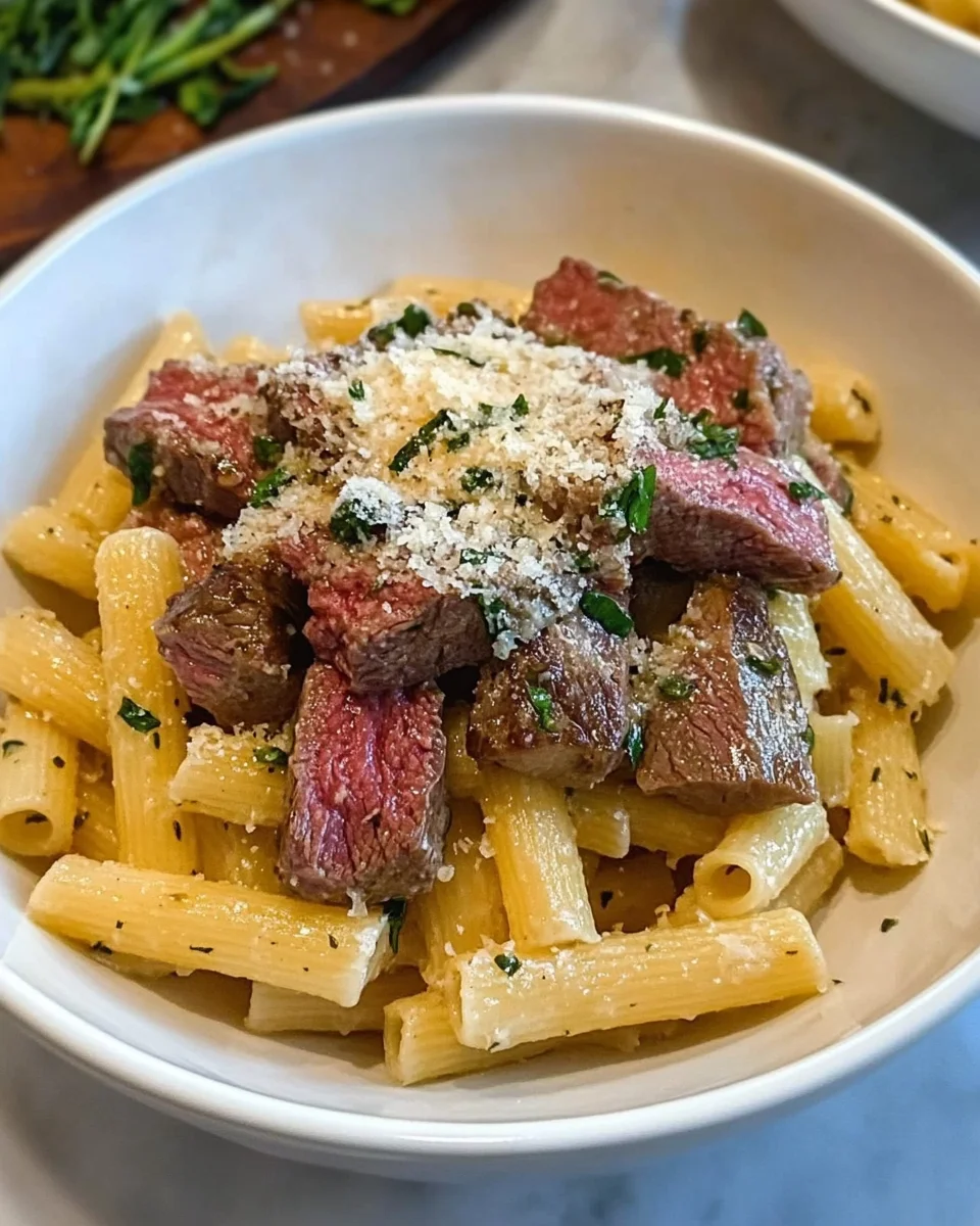 Garlic Parmesan Steak Pasta