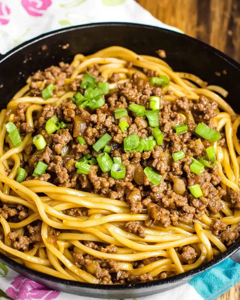 Ground Beef Mongolian Noodles