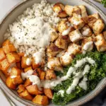 Roasted Chicken, Sweet Potato, and Kale Bowls