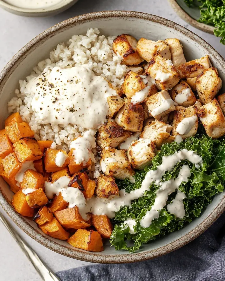 Roasted Chicken, Sweet Potato, and Kale Bowls