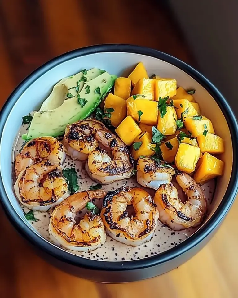 Shrimp and Avocado Bowls with Mango Salsa & Lime-Chili Sauce