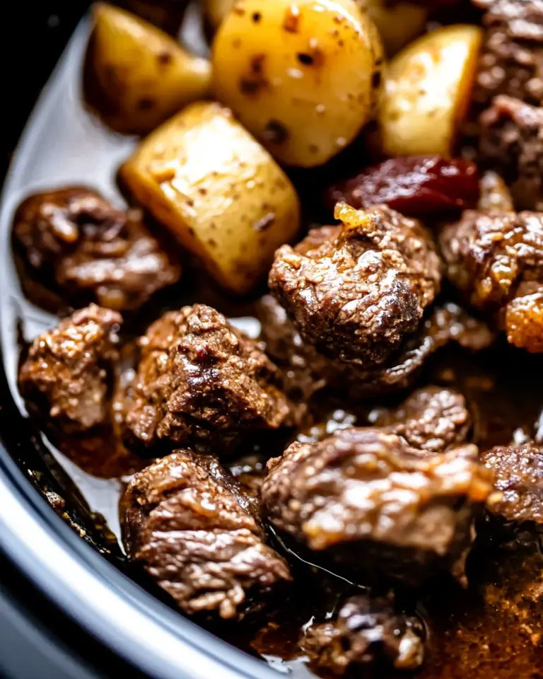 Slow Cooker Garlic Butter Beef Bites & Potatoes