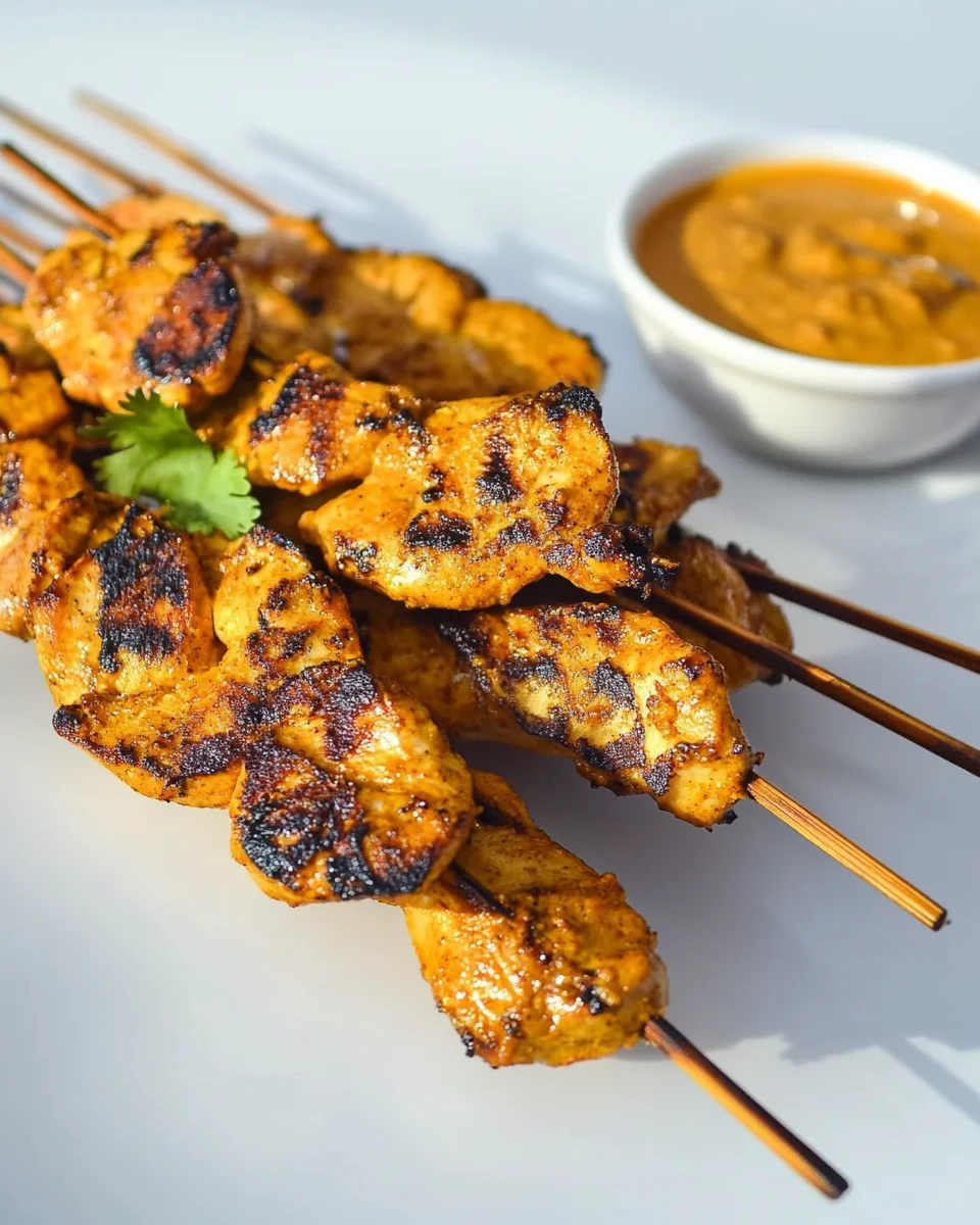 Thai Chicken Satay with Spicy Peanut Dipping Sauce