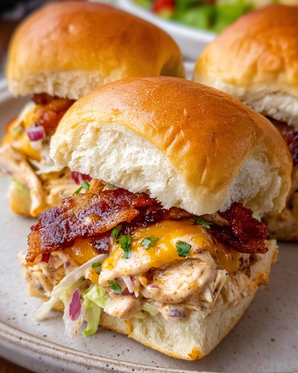 Bacon Ranch BBQ Chicken Sliders