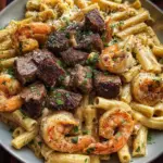 Blackened Steak and Shrimp Alfredo