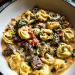 Cheesesteak Tortellini in Creamy Provolone Sauce