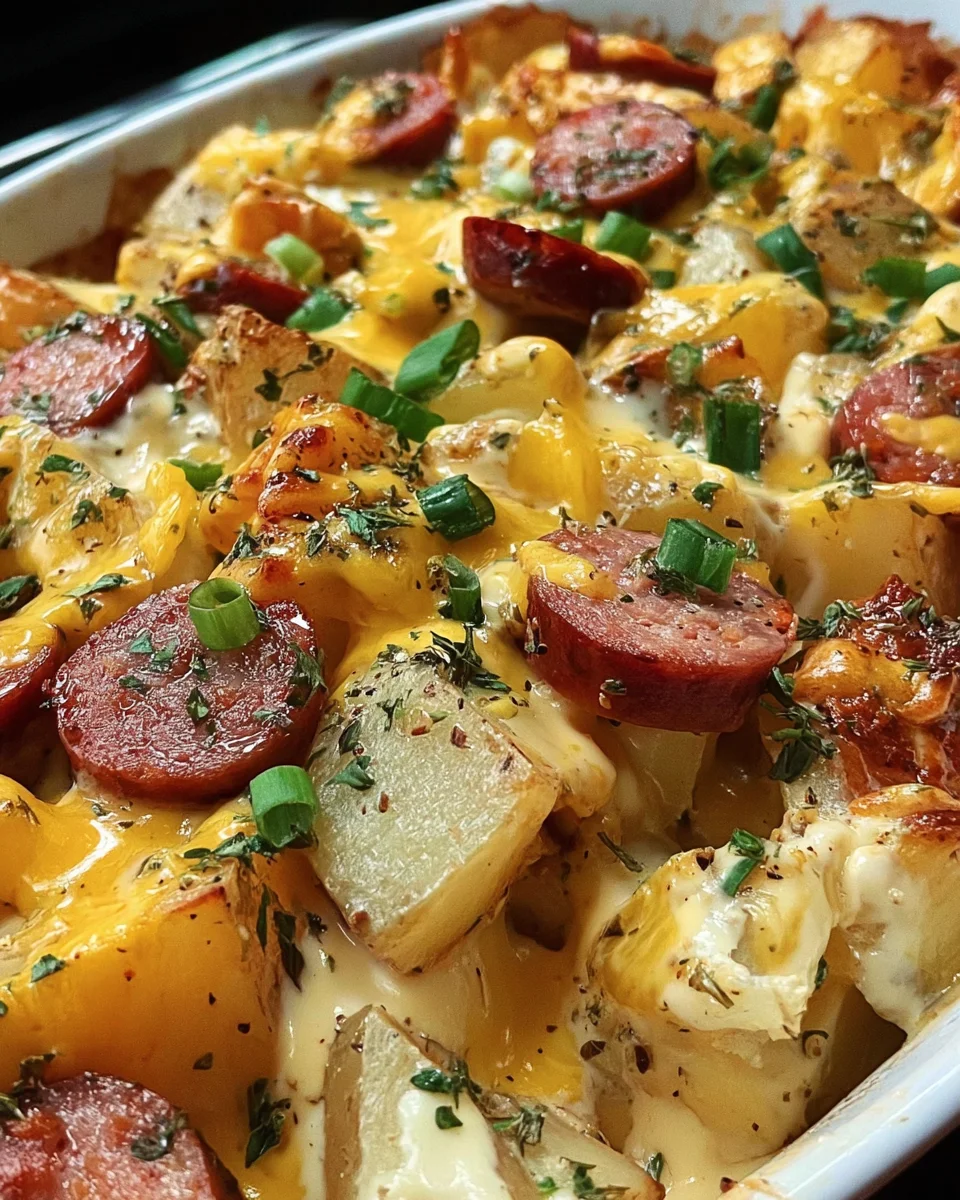 Cheesy Ranch Potatoes and Smoked Sausage