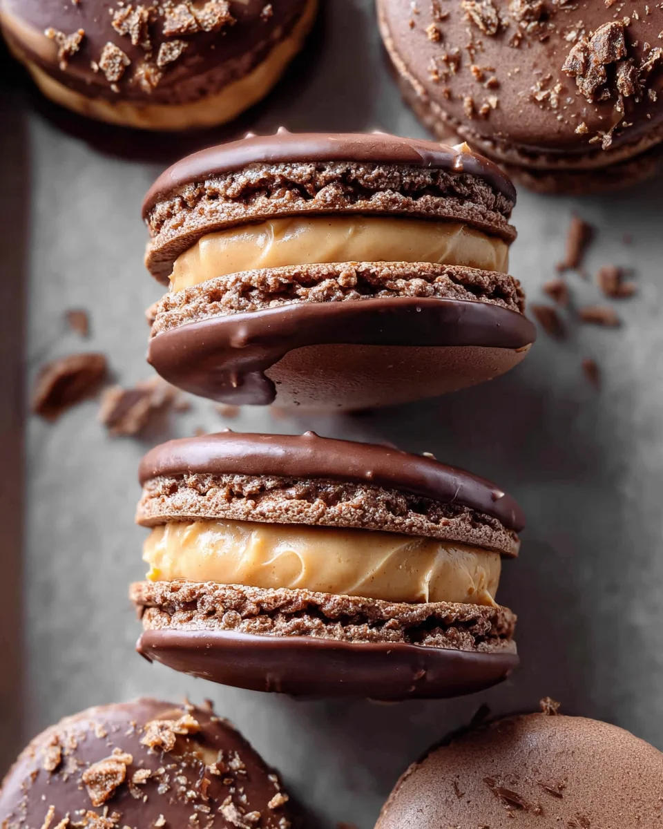 Chocolate Peanut Butter Macarons