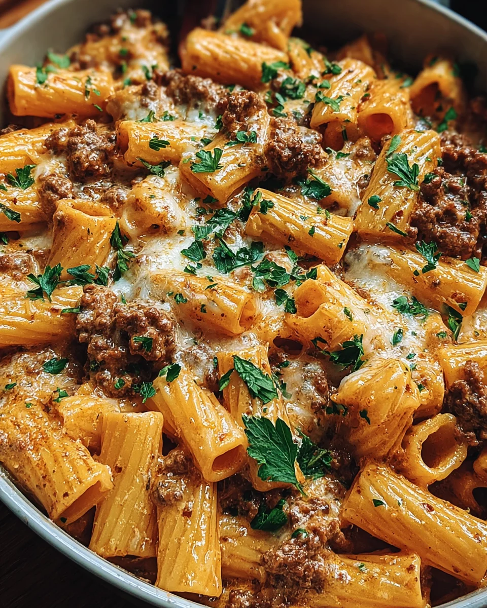 Creamy Parmesan Beef Rigatoni