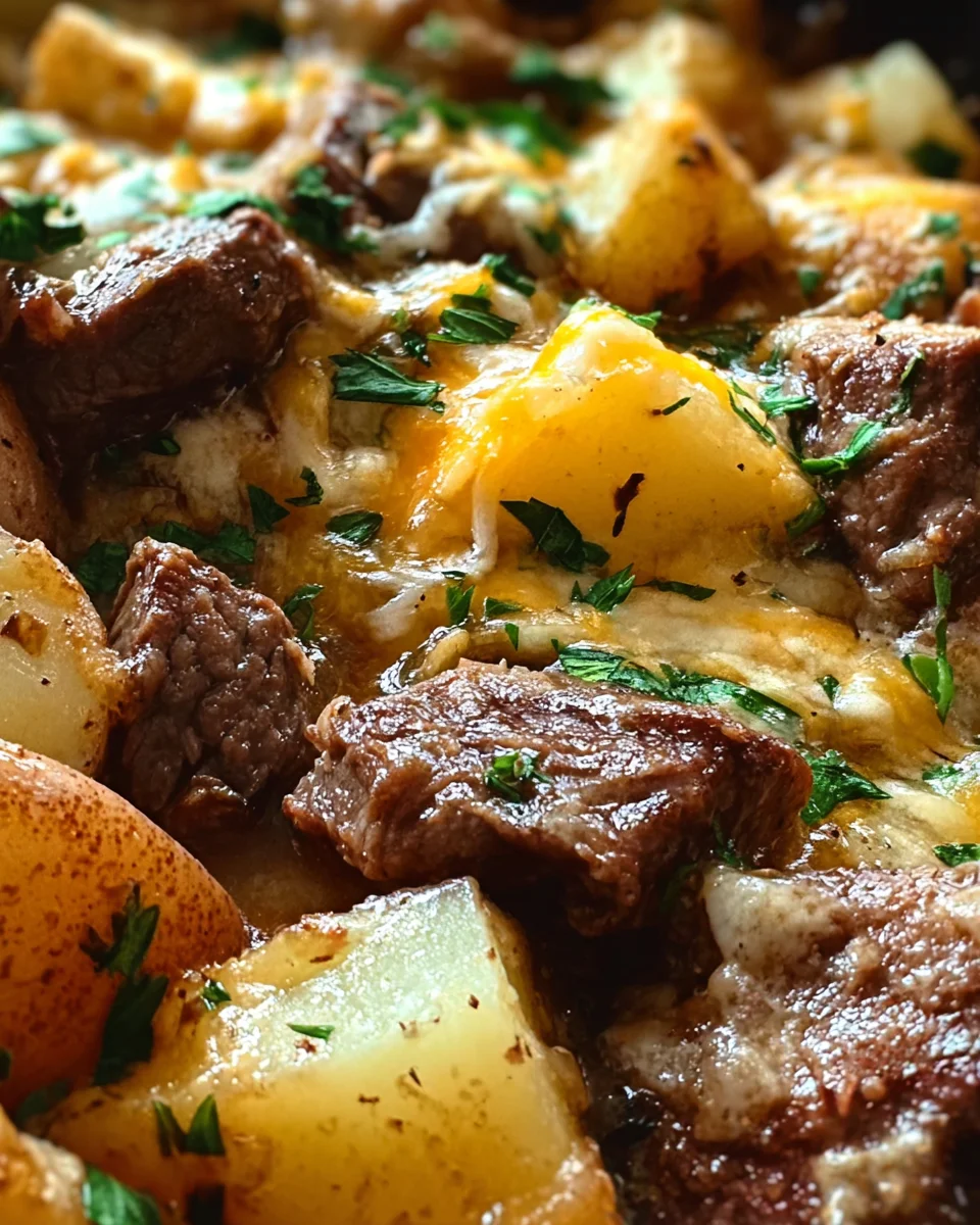 Crockpot Loaded Steak and Potato Bake Recipe