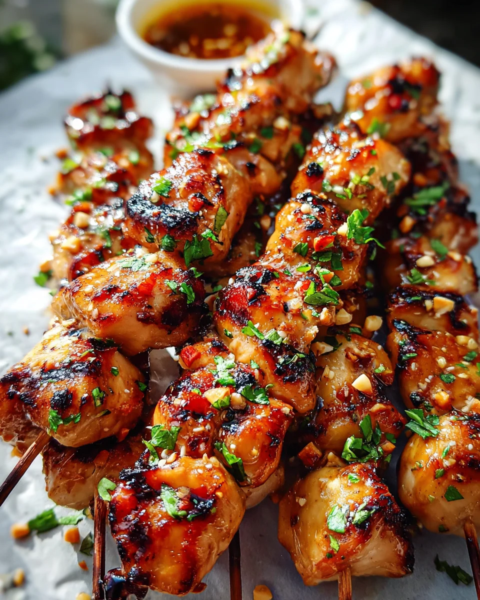 Easy Grilled Asian Chicken Skewers with Honey Garlic Sauce