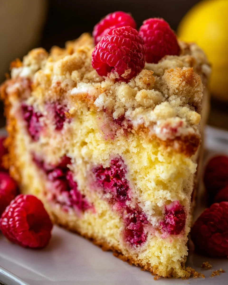 Easy Lemon Raspberry Cake with Crumb Topping