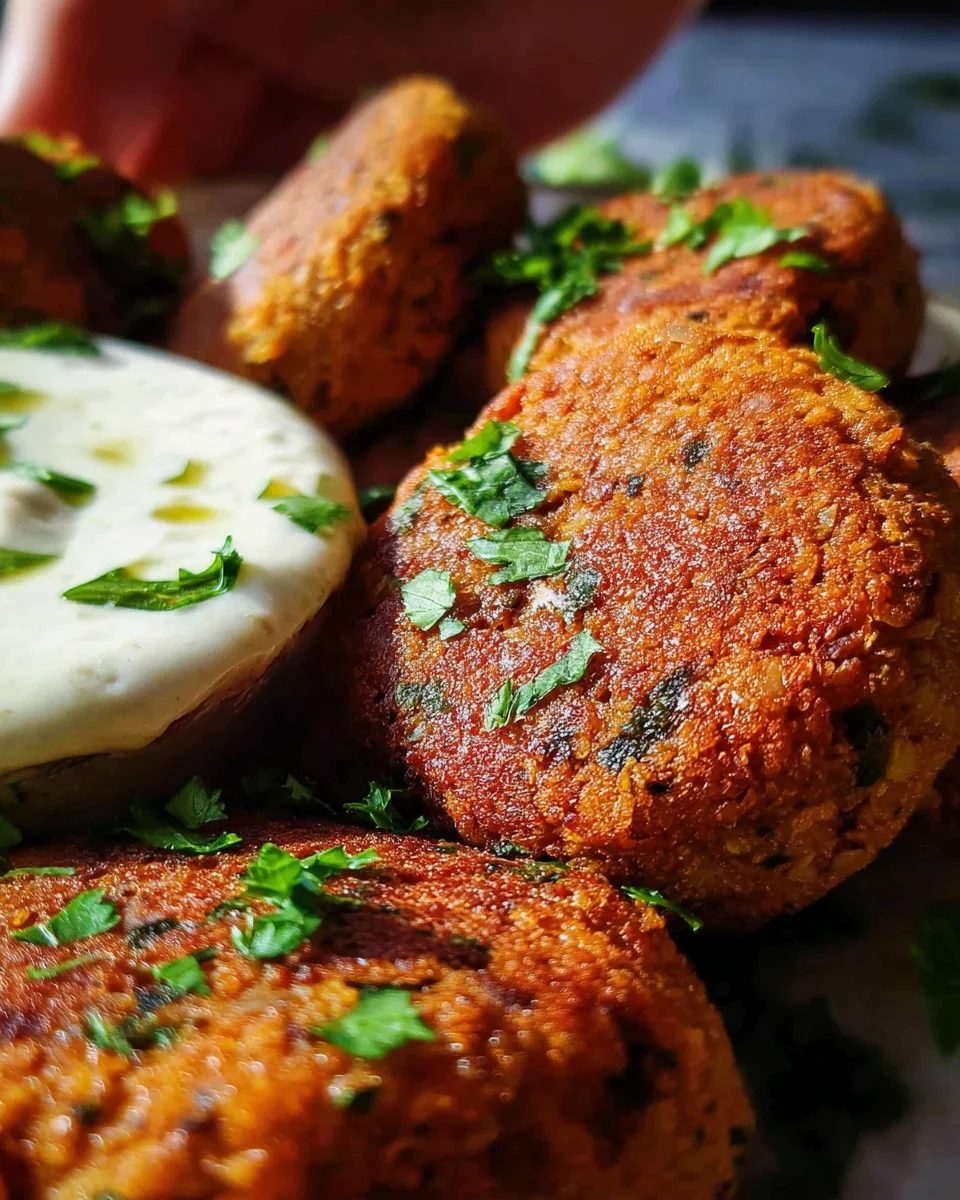 Easy Lentil Patties (with Lemon Tahini Dip)