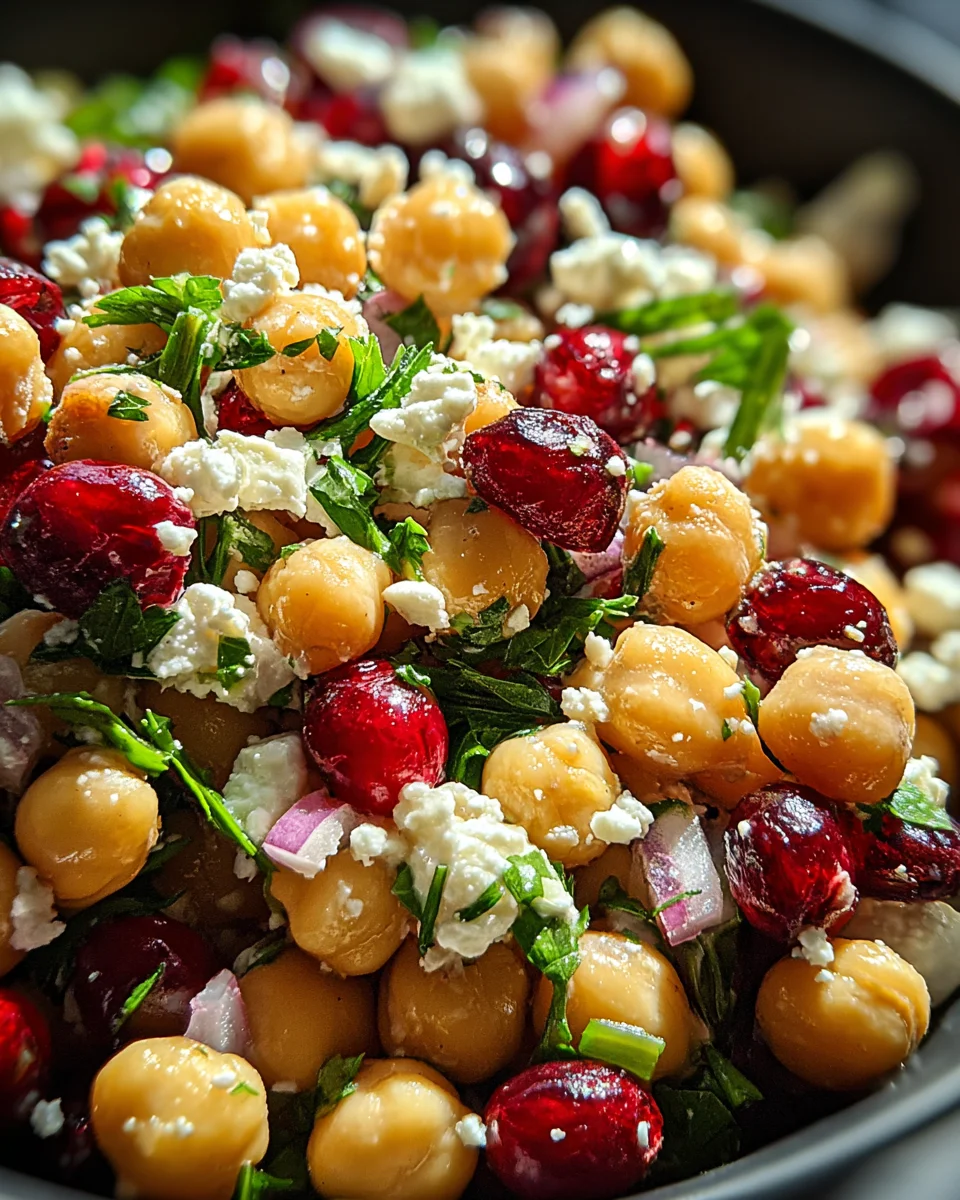 Feta & Cranberry Chickpeas with Lemon Vinaigrette
