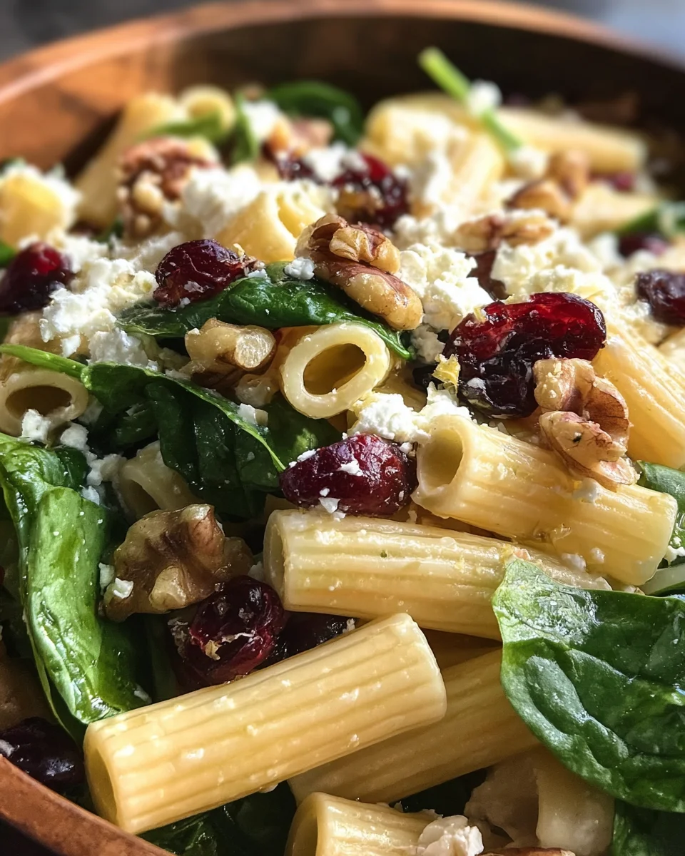 Feta & Cranberry Rigatoni Salad with Lemon Vinaigrette