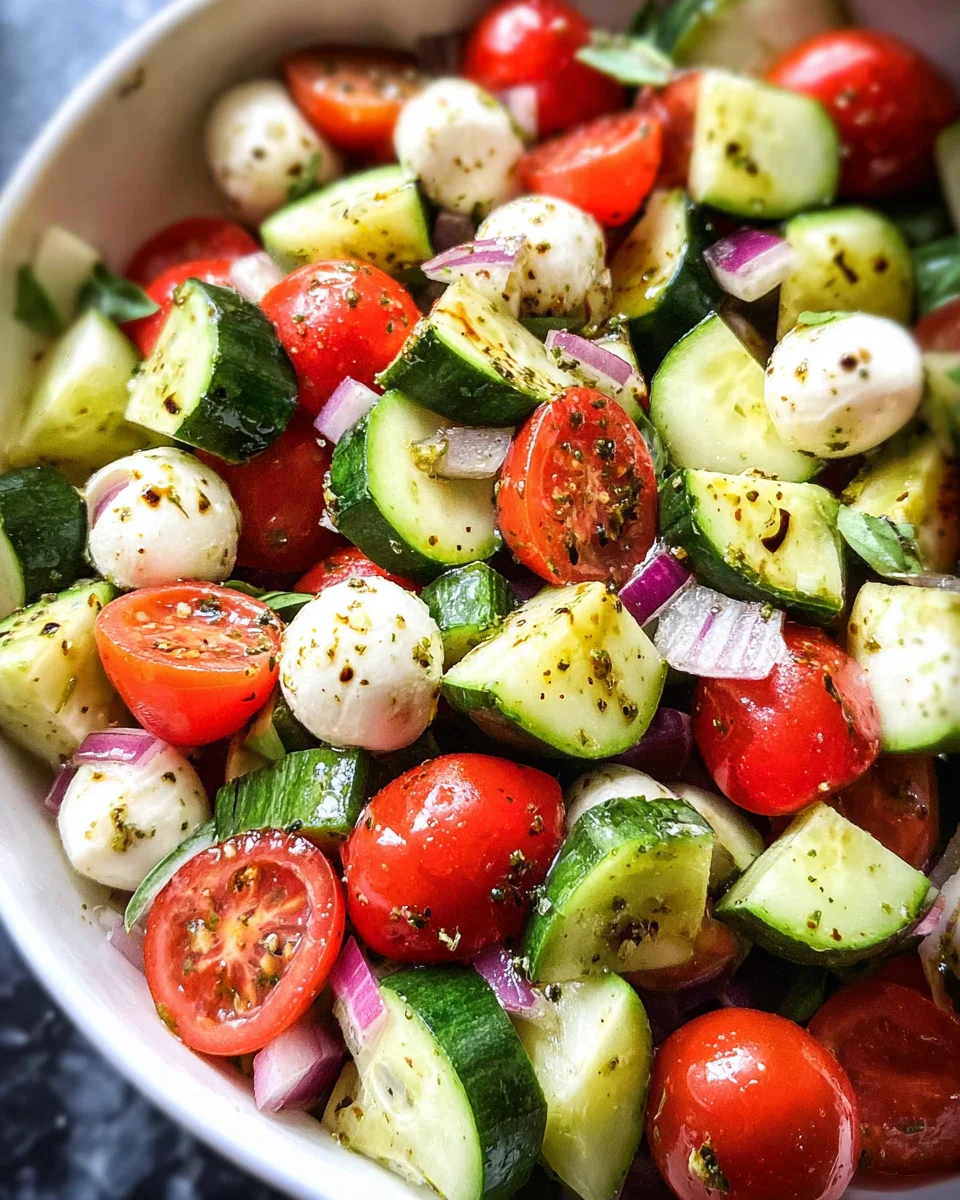 Fresh Cucumber Caprese Salad