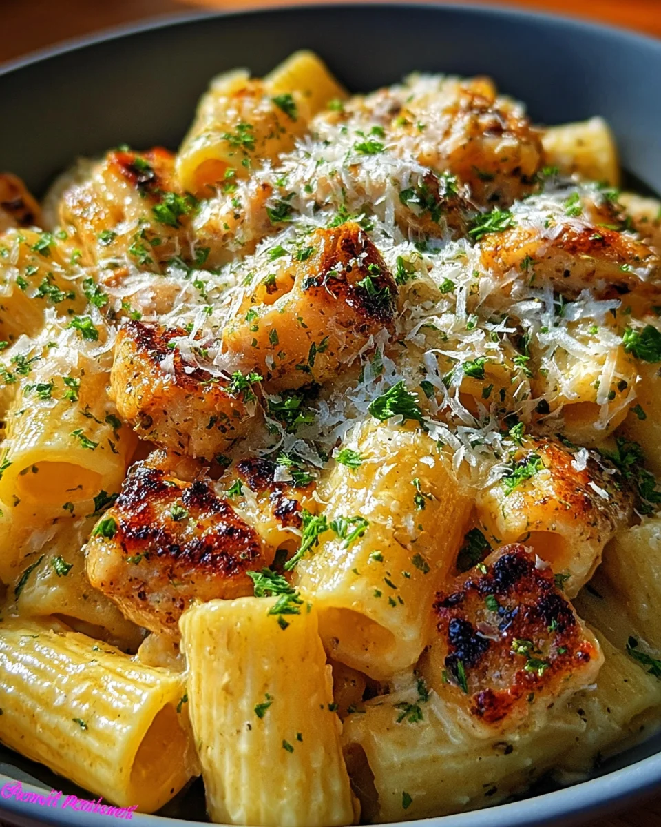Garlic Butter Chicken with Rigatoni and Parmesan