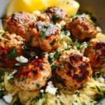Greek Chicken Meatballs with Lemon Orzo