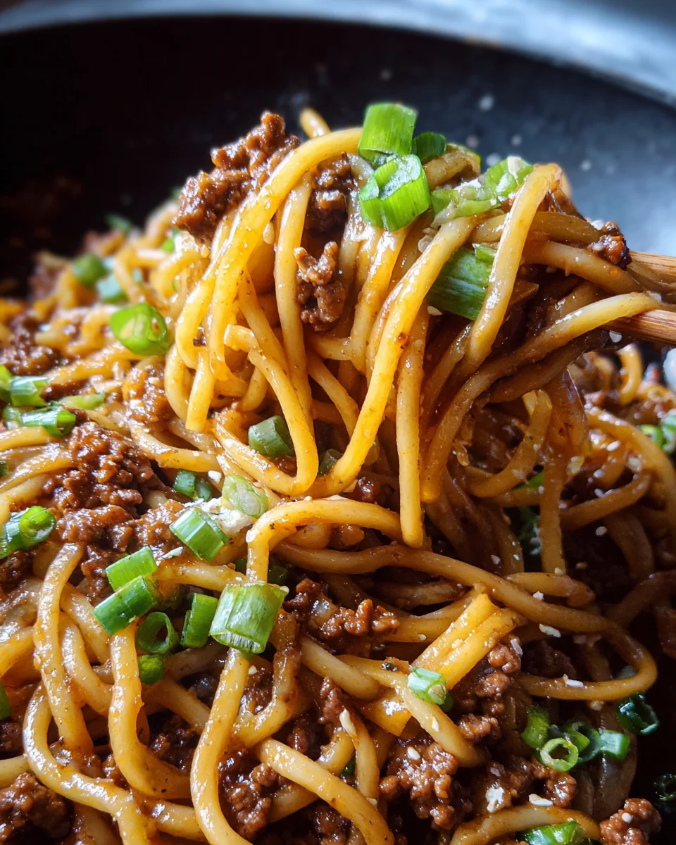Ground Beef Mongolian Noodles