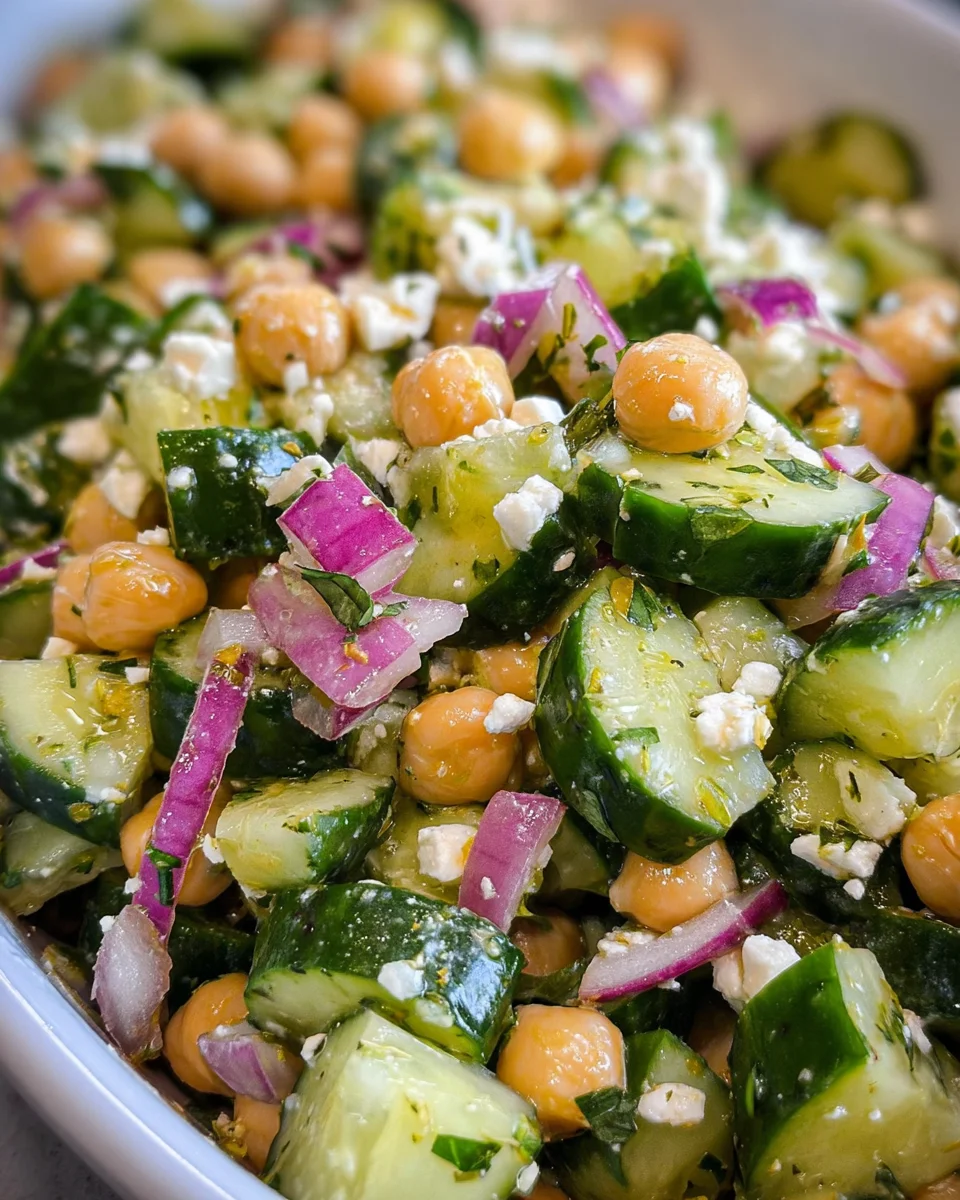 Herby Cucumber Salad with Feta and Chickpeas