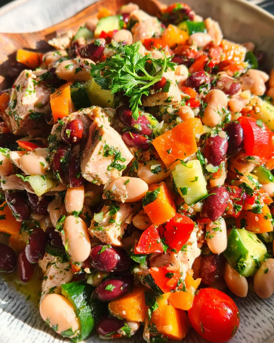 High-Protein Dense Bean Salad with Chicken