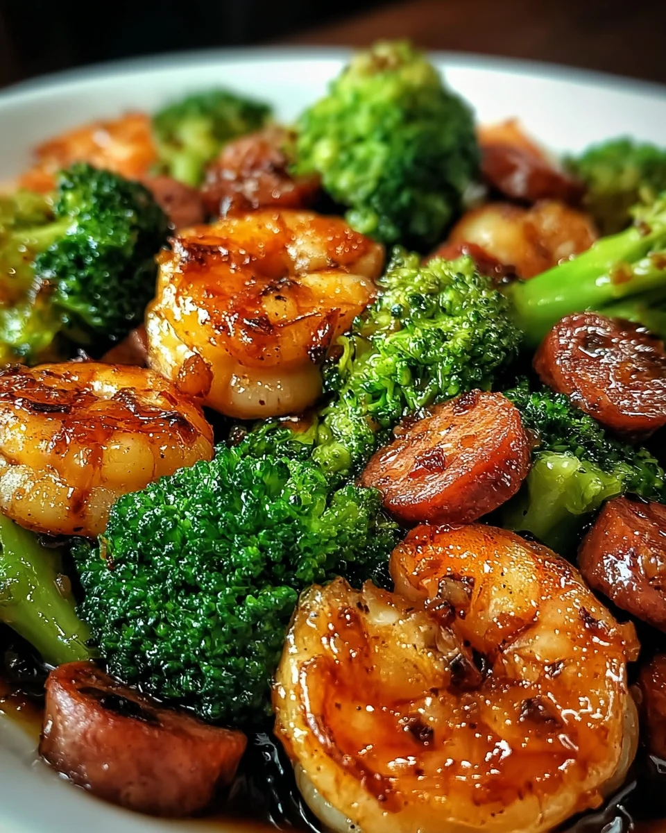 Honey Garlic Shrimp, Sausage, and Broccoli