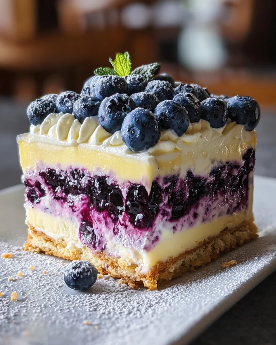 Lemon Blueberry Shortbread Mousse Cake