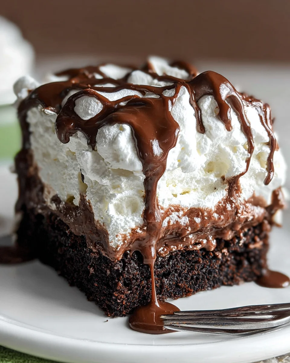 Marshmallow Chocolate Poke Cake