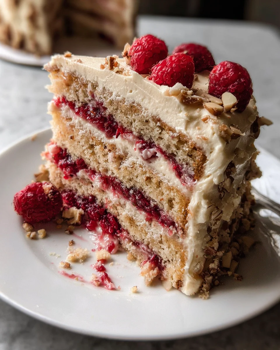 One Bowl Vegan Almond Raspberry Cake with Cream Cheese Frosting