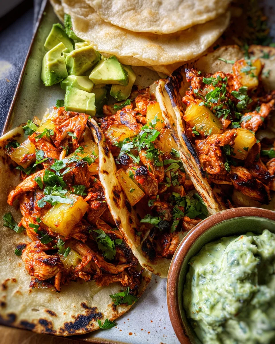 One Pan Chicken & Pineapple Tacos
