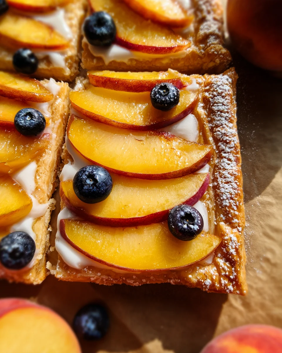 Peaches and Cream Puff Pastry Tart