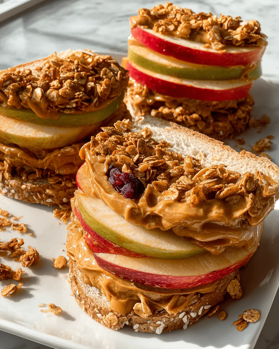 Peanut Butter Apple Sandwiches with Granola