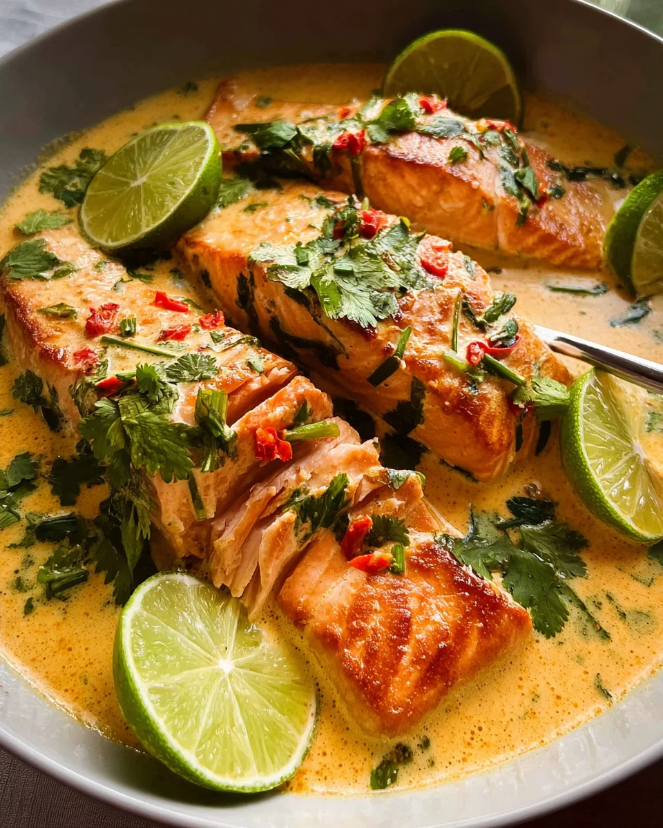 Poached Salmon in Coconut Lime Sauce