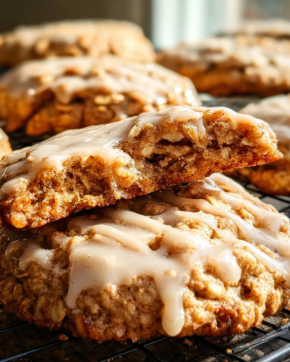Seriously Thick & Chewy Chai Oatmeal Cookies with Maple Glaze
