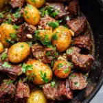 Slow Cooker Garlic Butter Beef Bites & Potatoes