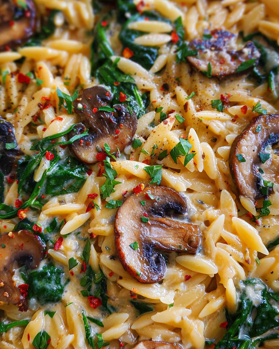 Spinach Mushroom Orzo