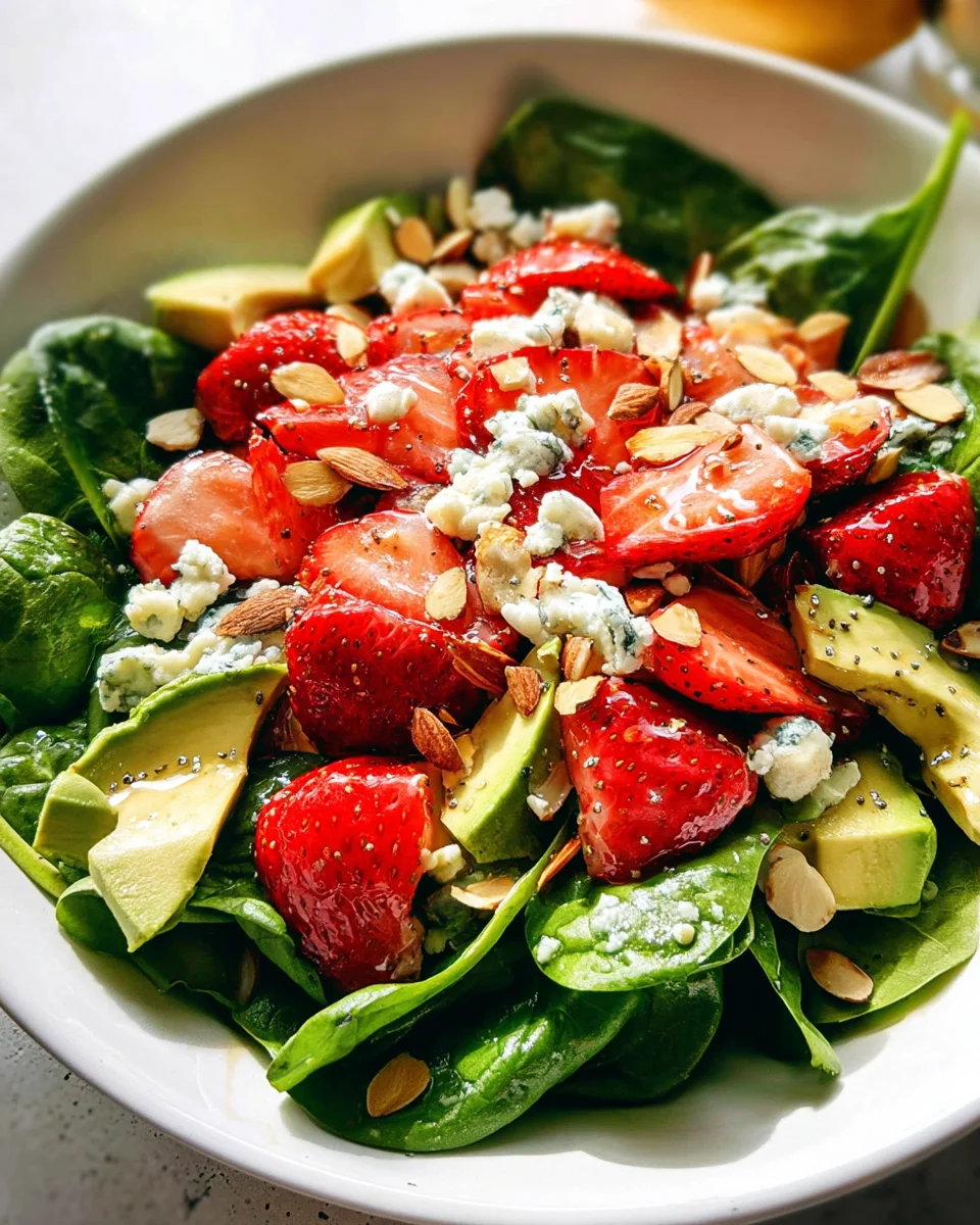 Strawberry Avocado Spinach Salad with Poppyseed Dressing