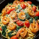 Tomato Spinach Shrimp Pasta