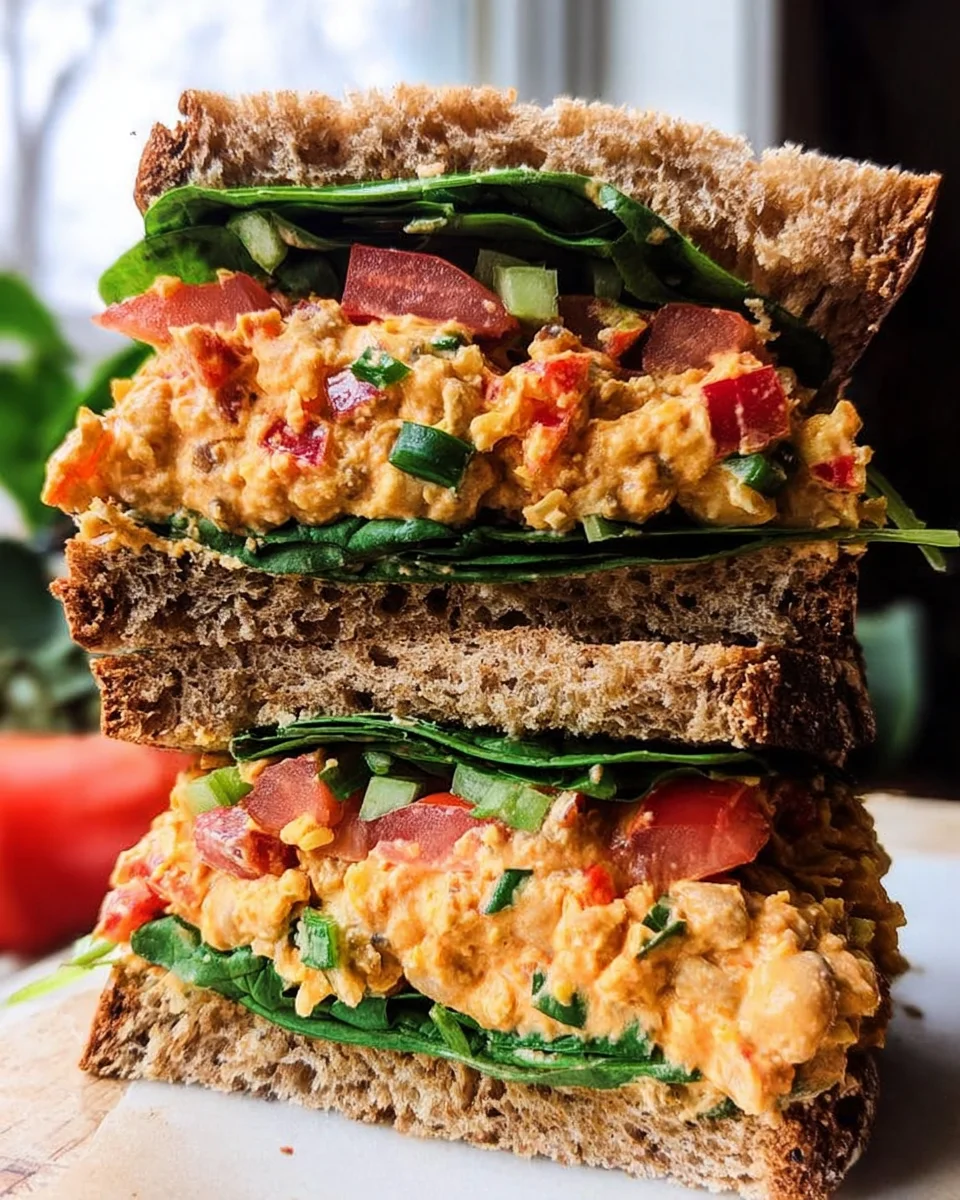 Vegan Buffalo Chickpea Salad Sandwich